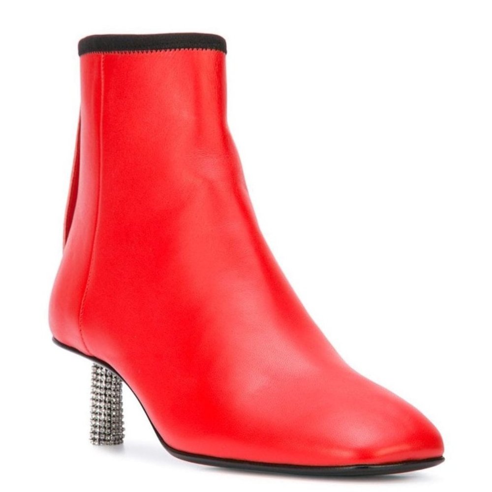 Calvin Klein Collection Leather Ankle Embellished Boots